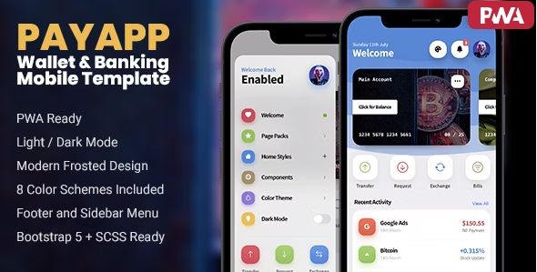 PayApp - Wallet & Banking PWA Mobile Template